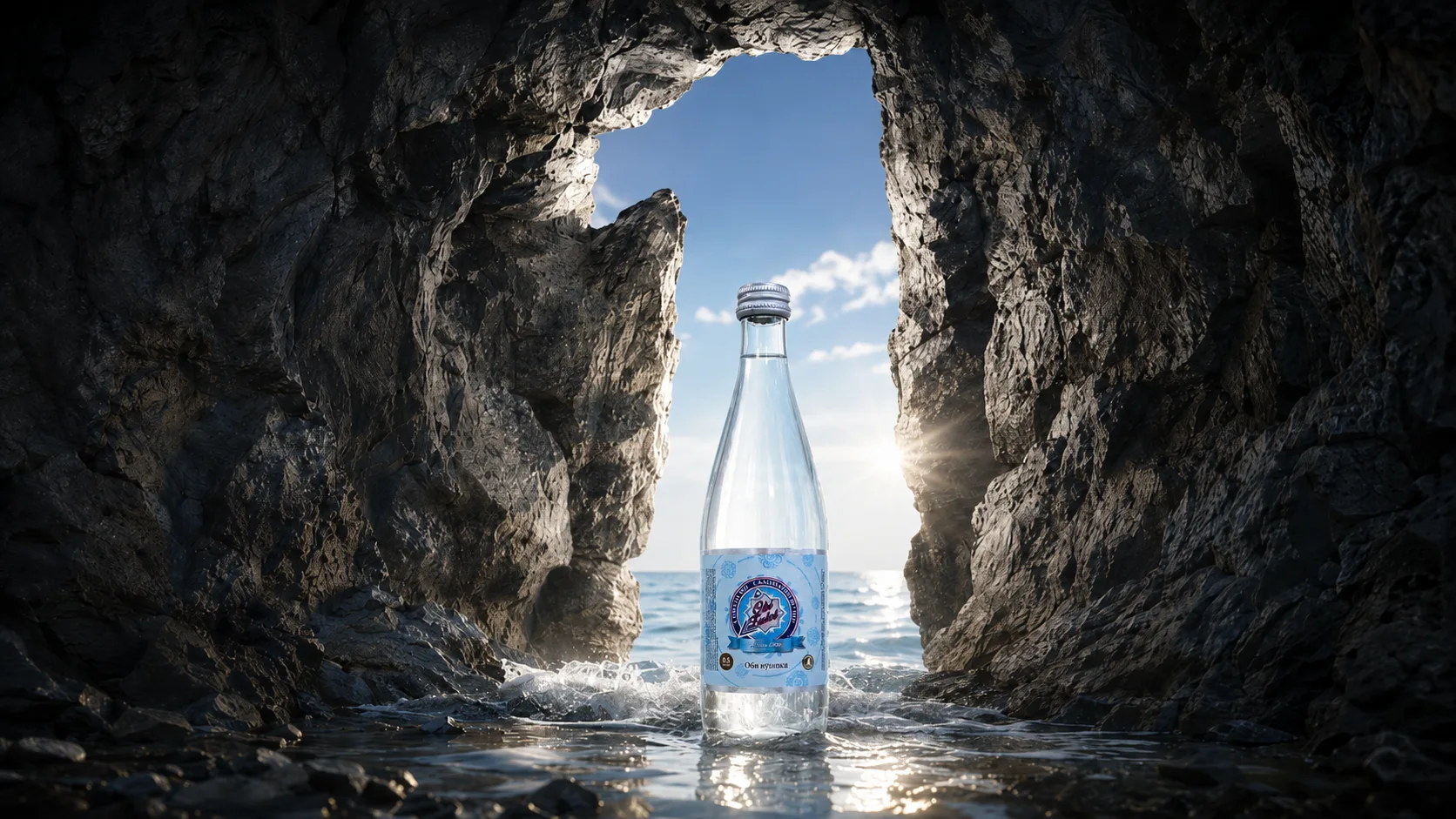 Оби Зулол — бутылка воды среди прибрежных скал